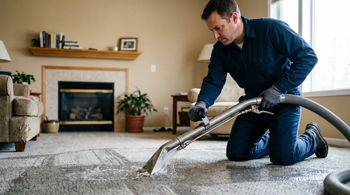 Water damage restoration technician working near Lebanon, OK